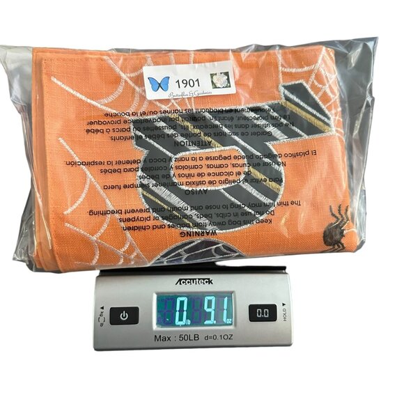 Dining Room Table Runner 68 x 14 Halloween Orange Black Embroidered Cat Spider - Picture 7 of 7